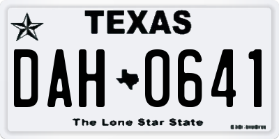 TX license plate DAH0641