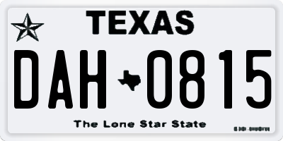 TX license plate DAH0815