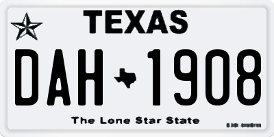 TX license plate DAH1908