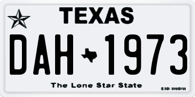 TX license plate DAH1973