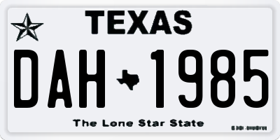 TX license plate DAH1985