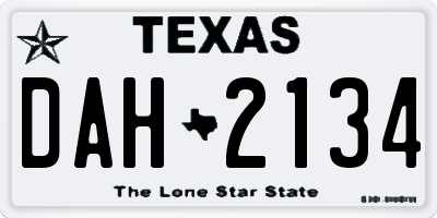 TX license plate DAH2134