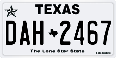 TX license plate DAH2467