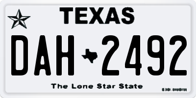 TX license plate DAH2492