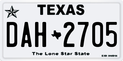 TX license plate DAH2705
