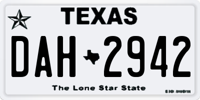 TX license plate DAH2942