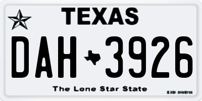 TX license plate DAH3926
