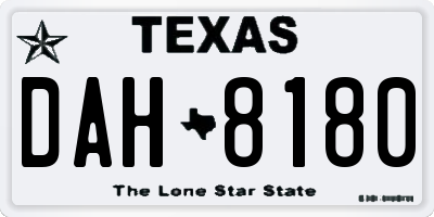 TX license plate DAH8180