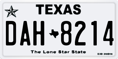 TX license plate DAH8214
