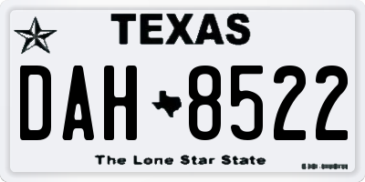 TX license plate DAH8522