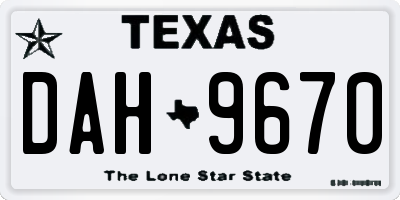 TX license plate DAH9670