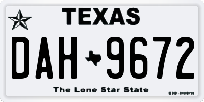 TX license plate DAH9672