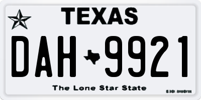 TX license plate DAH9921
