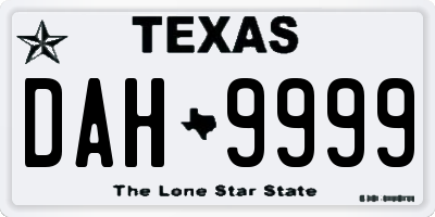 TX license plate DAH9999
