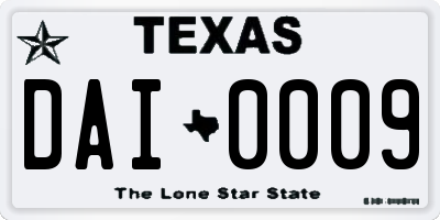 TX license plate DAI0009
