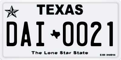 TX license plate DAI0021