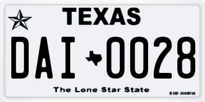 TX license plate DAI0028
