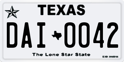TX license plate DAI0042