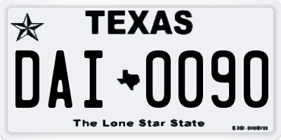 TX license plate DAI0090
