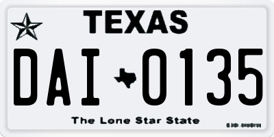 TX license plate DAI0135