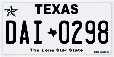 TX license plate DAI0298