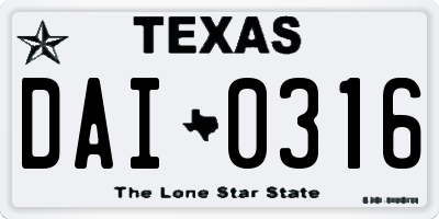 TX license plate DAI0316