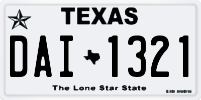 TX license plate DAI1321