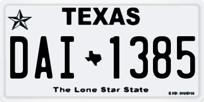 TX license plate DAI1385
