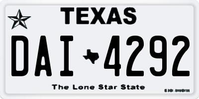TX license plate DAI4292