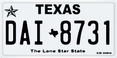 TX license plate DAI8731