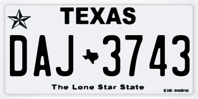 TX license plate DAJ3743