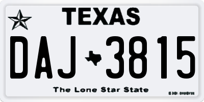 TX license plate DAJ3815