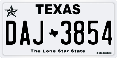 TX license plate DAJ3854