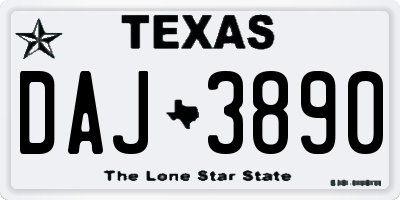 TX license plate DAJ3890