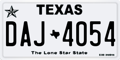 TX license plate DAJ4054