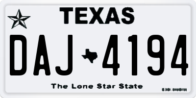 TX license plate DAJ4194