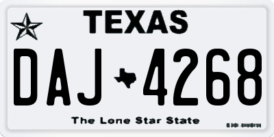 TX license plate DAJ4268