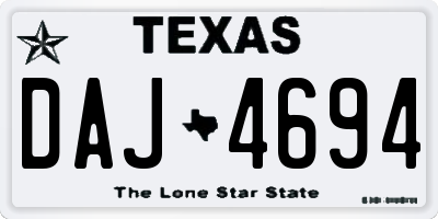 TX license plate DAJ4694