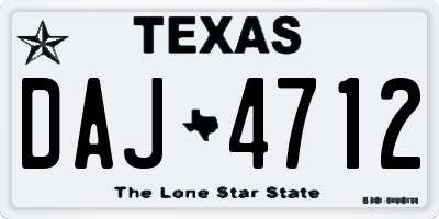 TX license plate DAJ4712