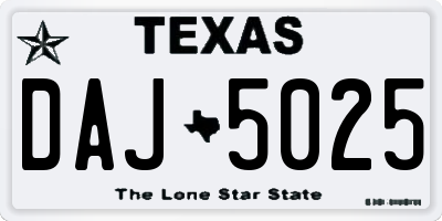 TX license plate DAJ5025