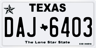 TX license plate DAJ6403
