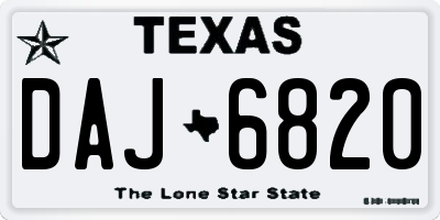 TX license plate DAJ6820