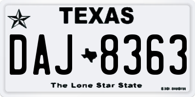 TX license plate DAJ8363