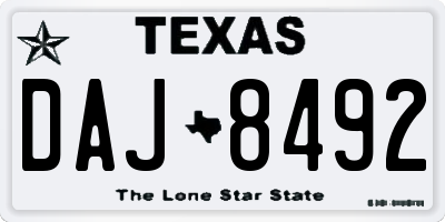 TX license plate DAJ8492