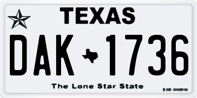 TX license plate DAK1736