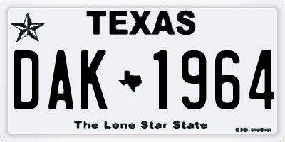 TX license plate DAK1964