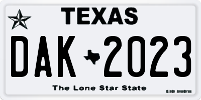 TX license plate DAK2023