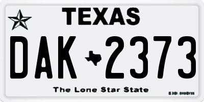 TX license plate DAK2373