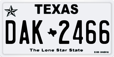 TX license plate DAK2466