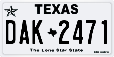 TX license plate DAK2471